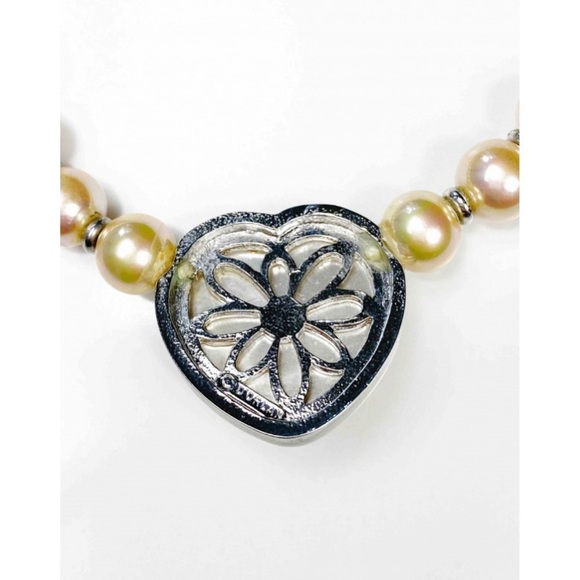 D’Orlan Vintage Heart Pendant Pearl Choker Necklace - Picture 6 of 6